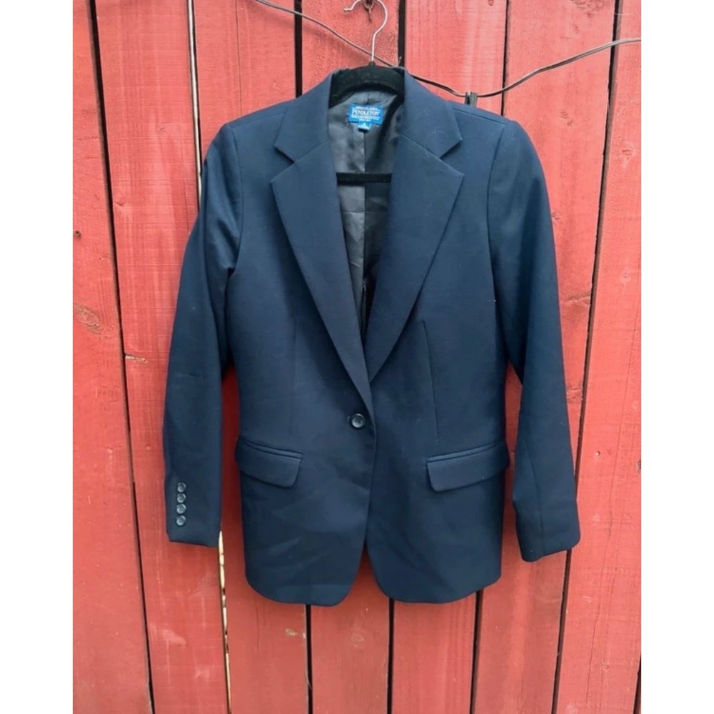 Pendleton Women's Navy Blue Wool Blend Blazer Jacket Size 10 Classic Career